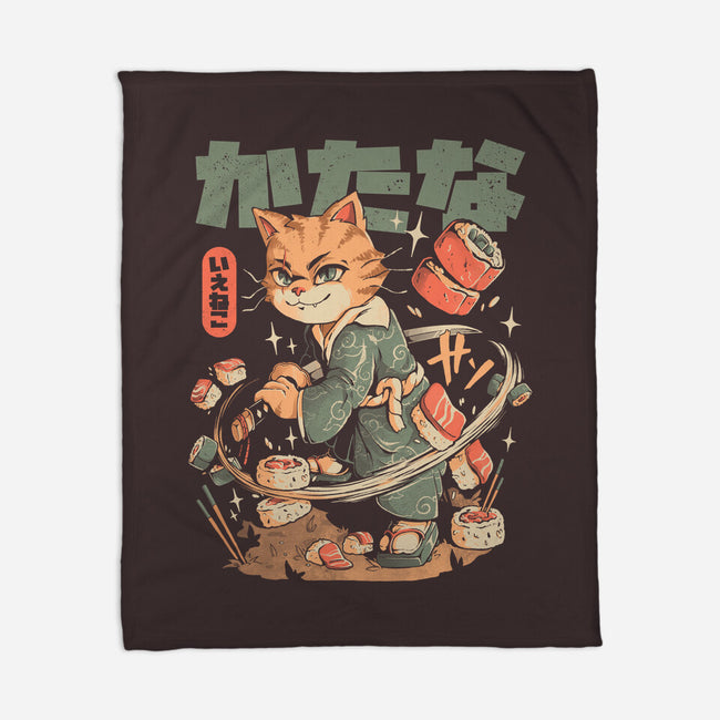 Sushi Slayer Cat-None-Fleece-Blanket-eduely