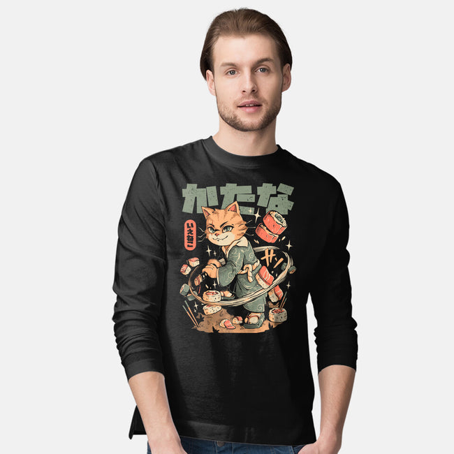 Sushi Slayer Cat-Mens-Long Sleeved-Tee-eduely