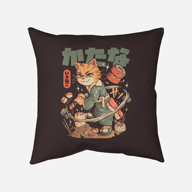 Sushi Slayer Cat-None-Removable Cover w Insert-Throw Pillow-eduely