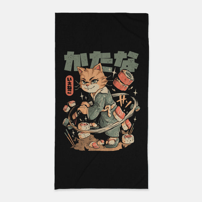 Sushi Slayer Cat-None-Beach-Towel-eduely