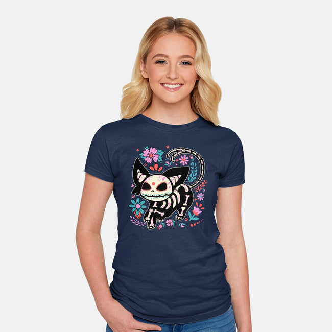 Day Skeleton-Womens-Fitted-Tee-IKILO