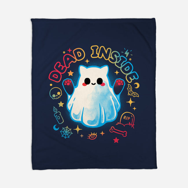 Cat Ghost Dead Inside-None-Fleece-Blanket-NemiMakeit