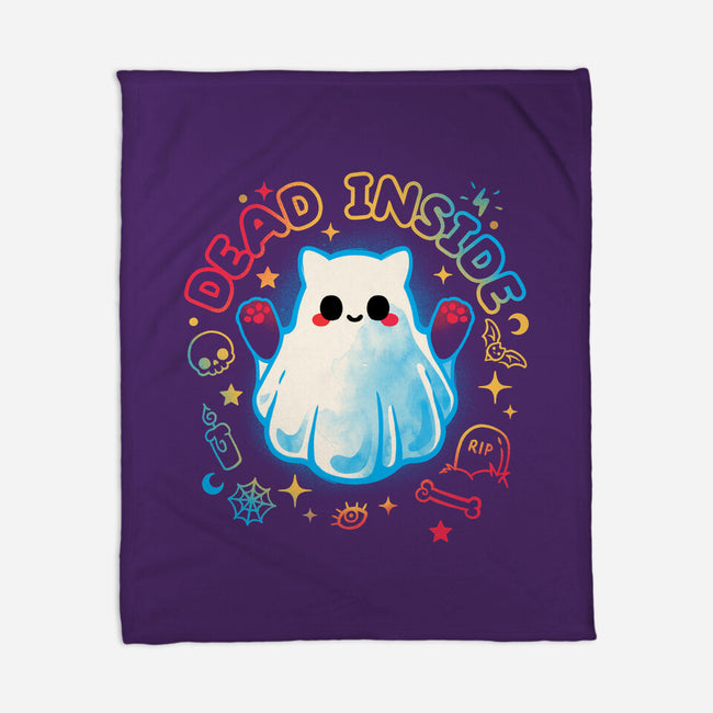 Cat Ghost Dead Inside-None-Fleece-Blanket-NemiMakeit