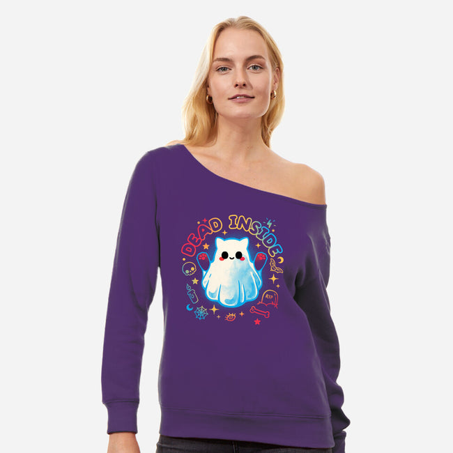 Cat Ghost Dead Inside-Womens-Off Shoulder-Sweatshirt-NemiMakeit