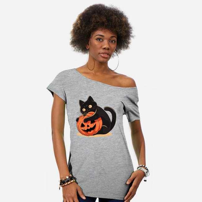 Pumpkin Embrace-Womens-Off Shoulder-Tee-fanfreak1