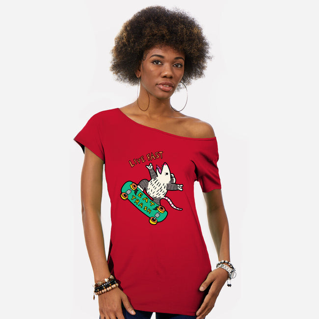 Skate And Eat Trash-Womens-Off Shoulder-Tee-MaxoArt