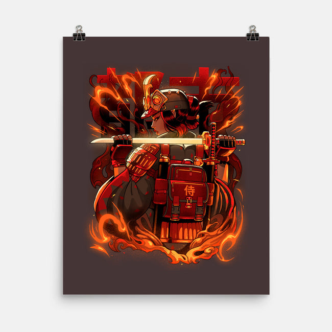 Fire Urban Samurai-None-Matte-Poster-Bruno Mota