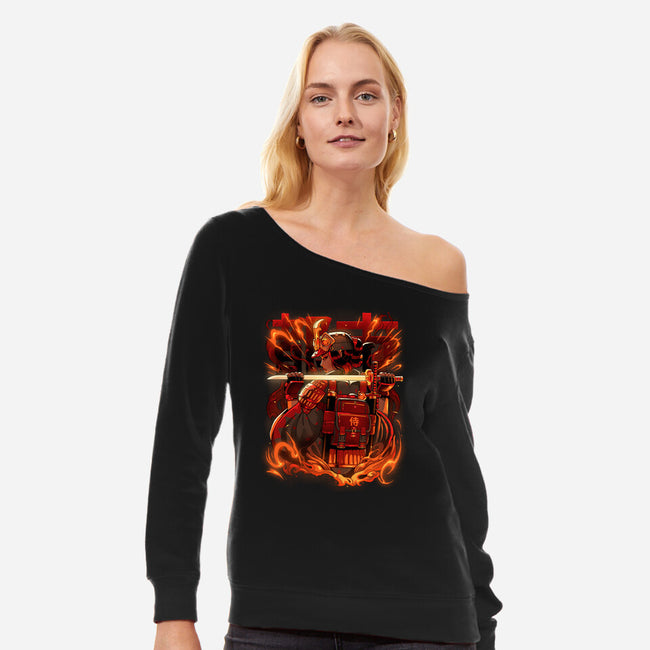 Fire Urban Samurai-Womens-Off Shoulder-Sweatshirt-Bruno Mota