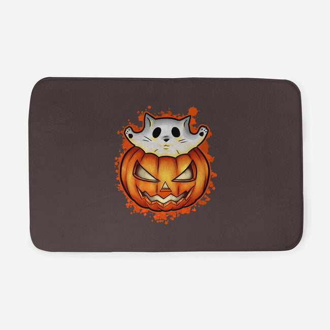 Cat In Pumpkin-None-Memory Foam-Bath Mat-nickzzarto