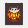 Cat In Pumpkin-None-Matte-Poster-nickzzarto