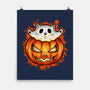 Cat In Pumpkin-None-Matte-Poster-nickzzarto