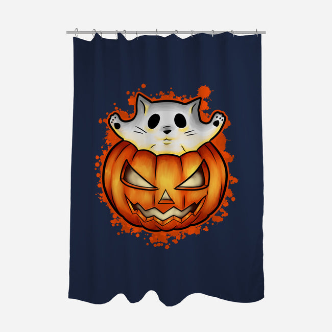 Cat In Pumpkin-None-Polyester-Shower Curtain-nickzzarto