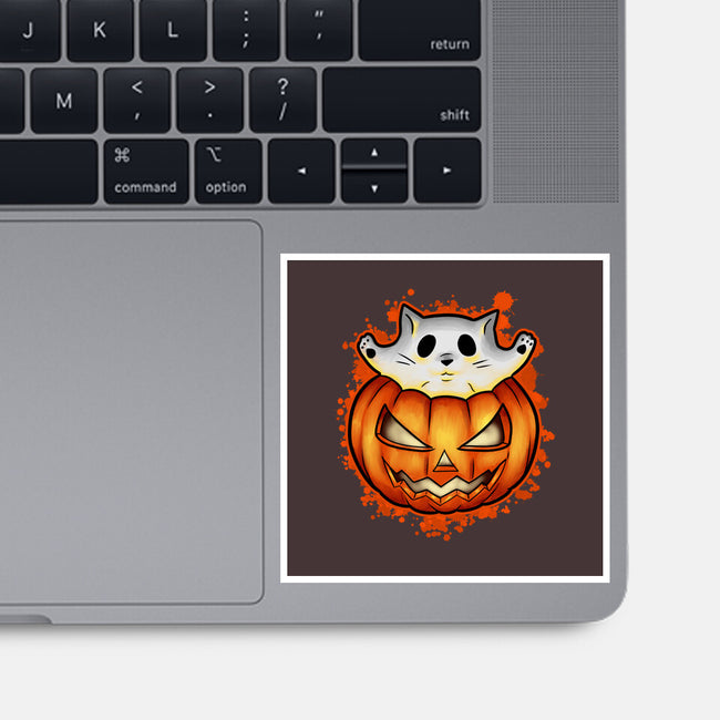 Cat In Pumpkin-None-Glossy-Sticker-nickzzarto