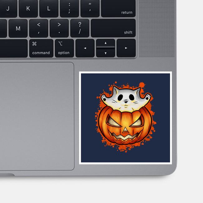 Cat In Pumpkin-None-Glossy-Sticker-nickzzarto