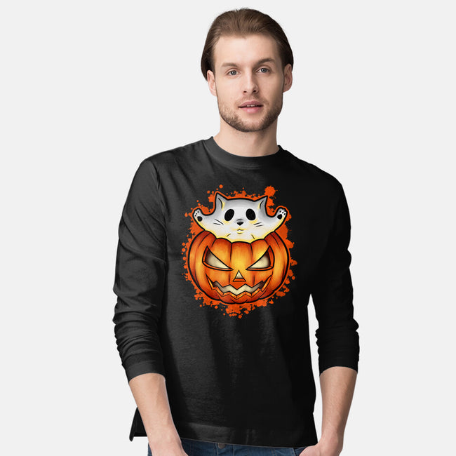 Cat In Pumpkin-Mens-Long Sleeved-Tee-nickzzarto