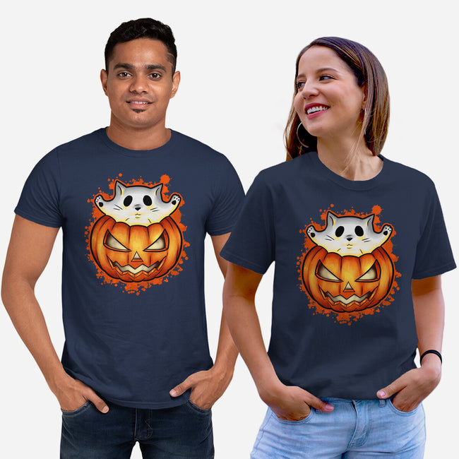 Cat In Pumpkin-Unisex-Basic-Tee-nickzzarto