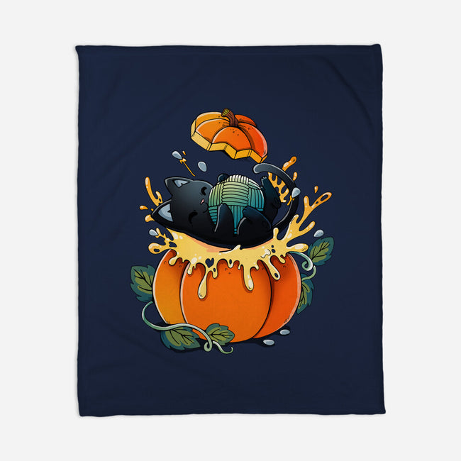 Pumpkin Kitty-None-Fleece-Blanket-Vallina84