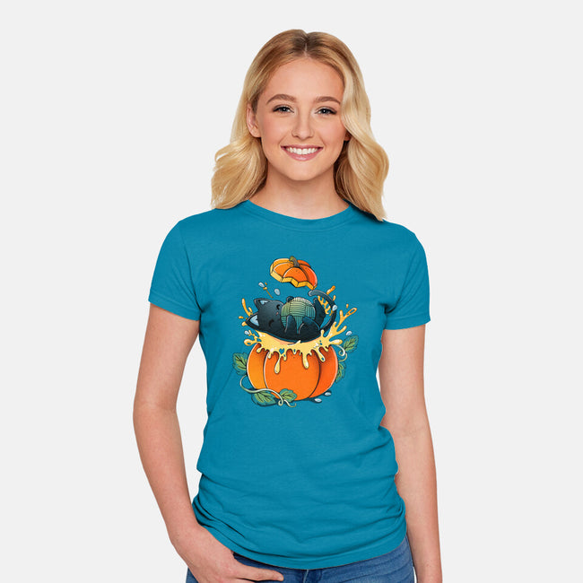 Pumpkin Kitty-Womens-Fitted-Tee-Vallina84