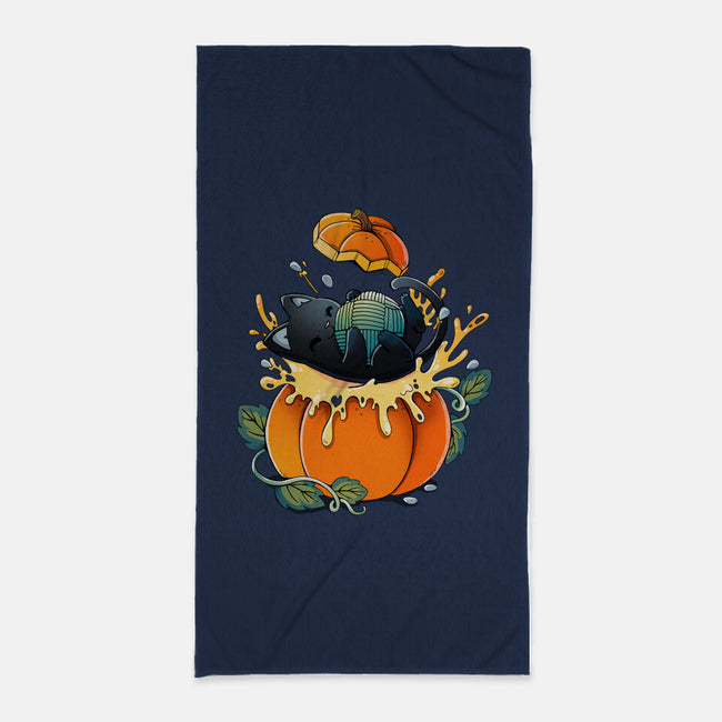 Pumpkin Kitty-None-Beach-Towel-Vallina84