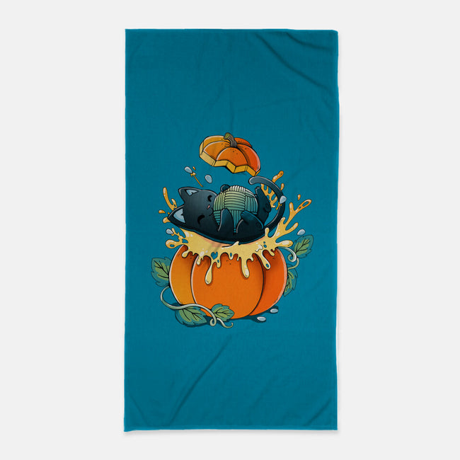 Pumpkin Kitty-None-Beach-Towel-Vallina84