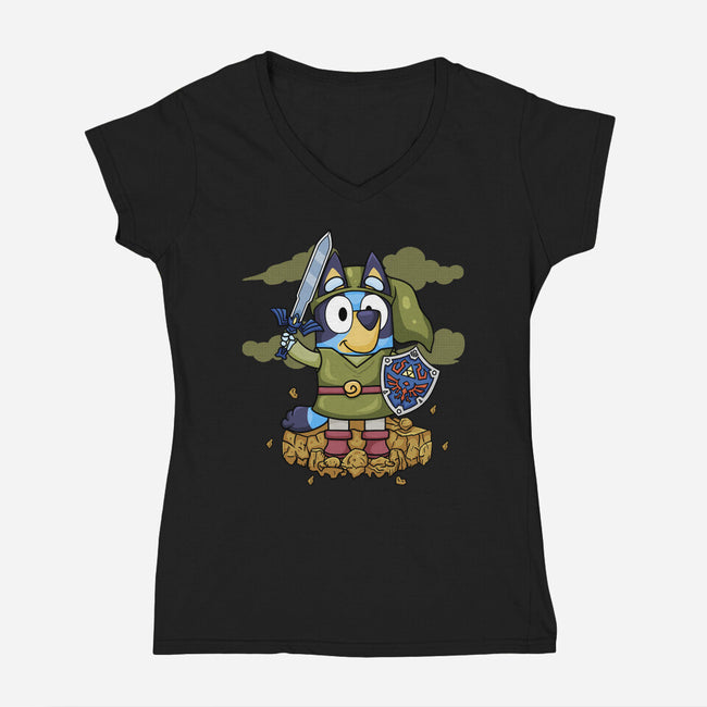 Legend Of Bluey-Womens-V-Neck-Tee-JamesQJO