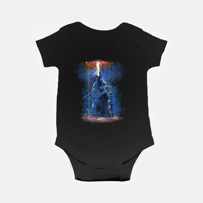 Watercolor Godzilla-Baby-Basic-Onesie-zascanauta