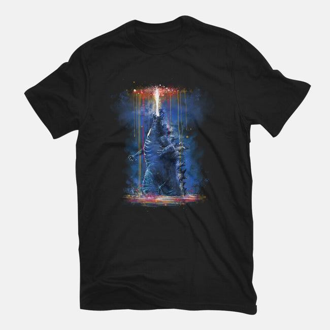 Watercolor Godzilla-Mens-Basic-Tee-zascanauta