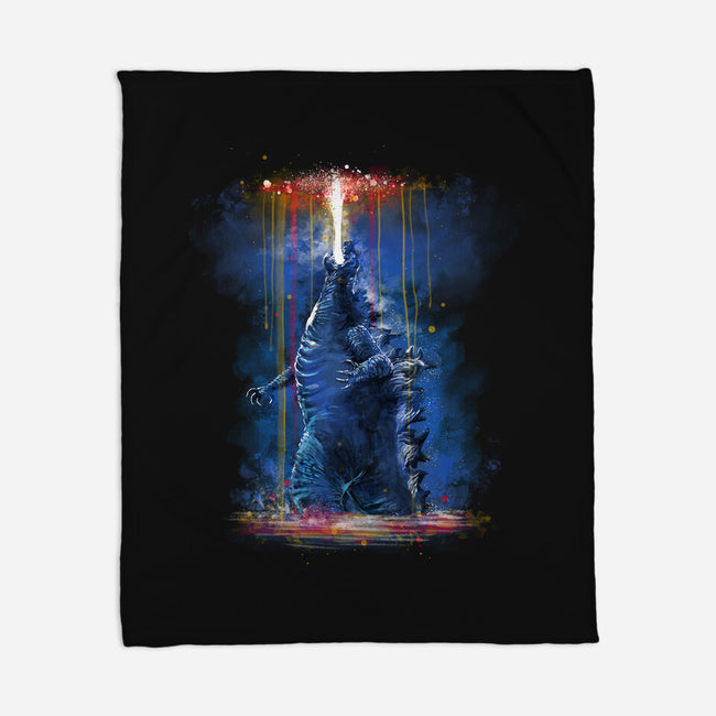 Watercolor Godzilla-None-Fleece-Blanket-zascanauta