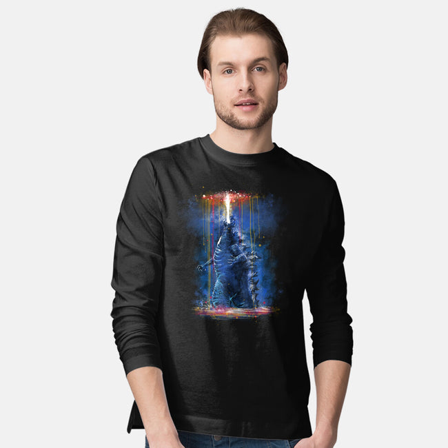 Watercolor Godzilla-Mens-Long Sleeved-Tee-zascanauta