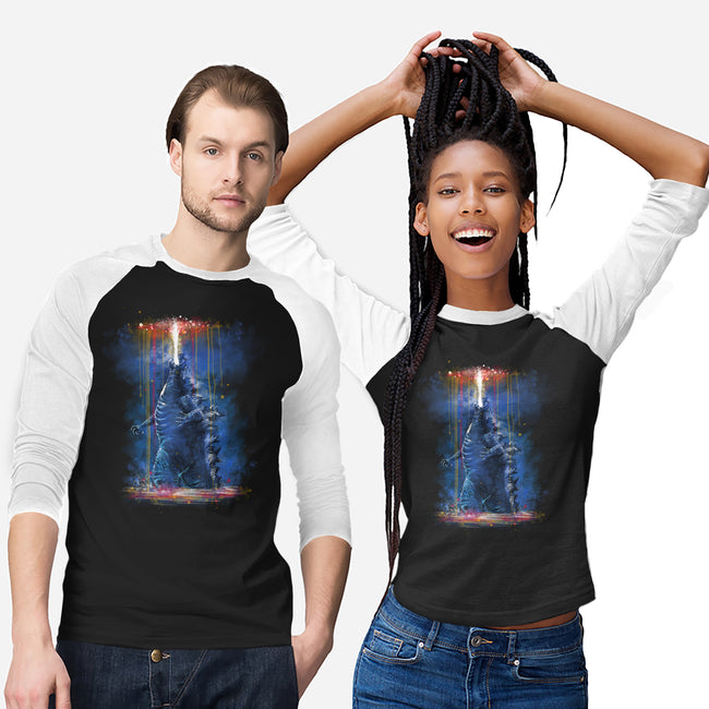 Watercolor Godzilla-Unisex-Baseball-Tee-zascanauta