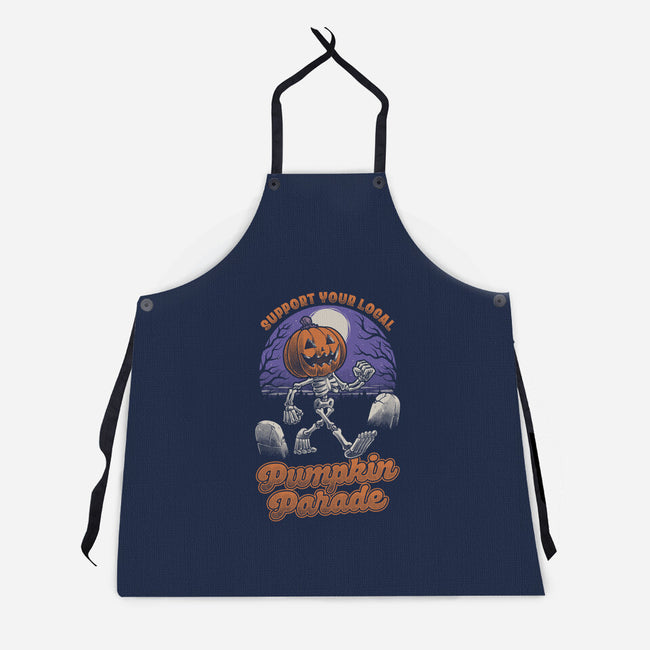 Halloween Pumpkin Parade-Unisex-Kitchen-Apron-Studio Mootant