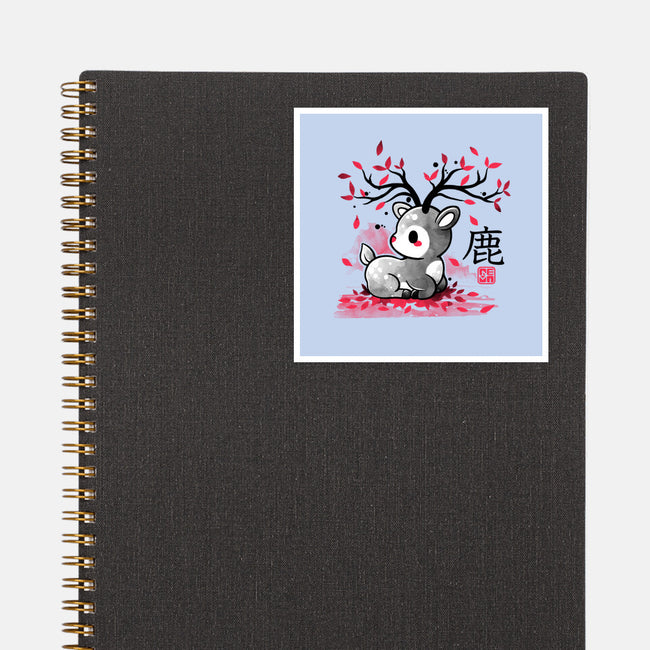 Japanese Deer In Autumn-None-Glossy-Sticker-NemiMakeit