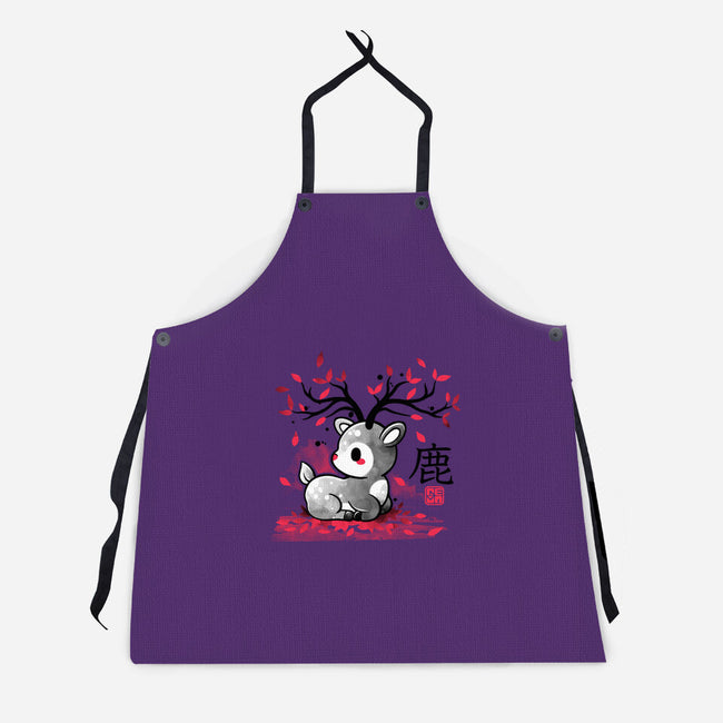 Japanese Deer In Autumn-Unisex-Kitchen-Apron-NemiMakeit