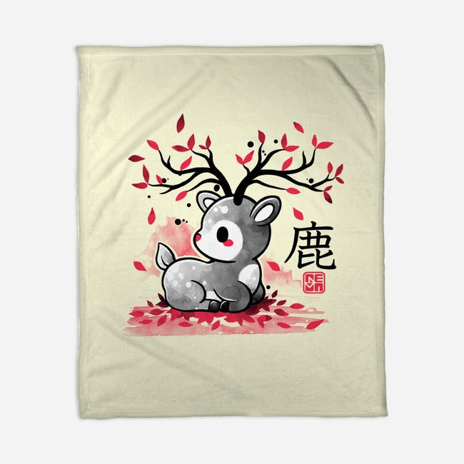 Japanese Deer In Autumn-None-Fleece-Blanket-NemiMakeit