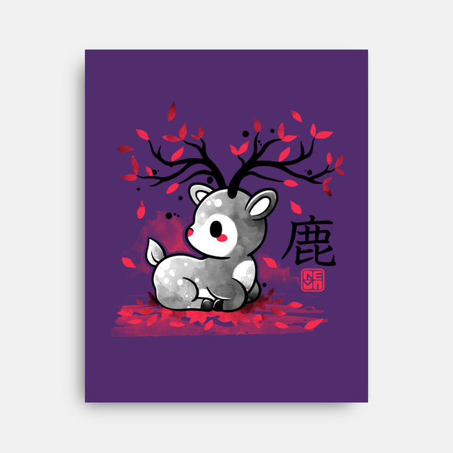 Japanese Deer In Autumn-None-Stretched-Canvas-NemiMakeit