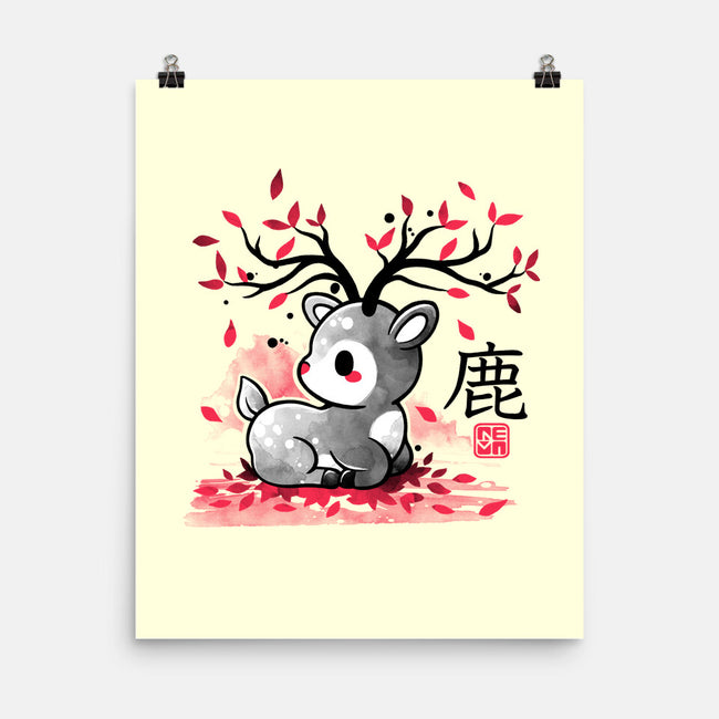 Japanese Deer In Autumn-None-Matte-Poster-NemiMakeit