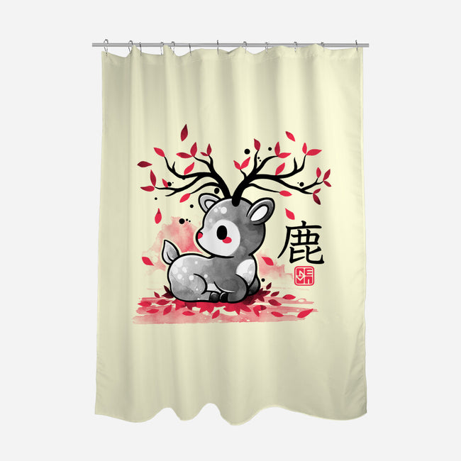 Japanese Deer In Autumn-None-Polyester-Shower Curtain-NemiMakeit