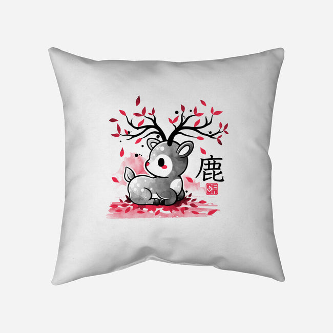 Japanese Deer In Autumn-None-Removable Cover-Throw Pillow-NemiMakeit