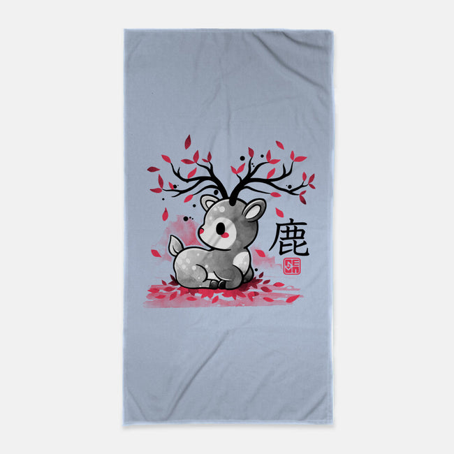 Japanese Deer In Autumn-None-Beach-Towel-NemiMakeit