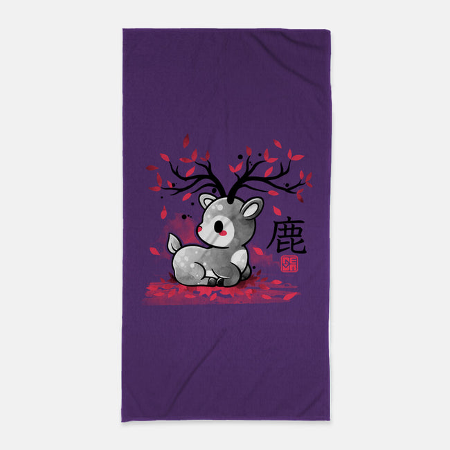 Japanese Deer In Autumn-None-Beach-Towel-NemiMakeit