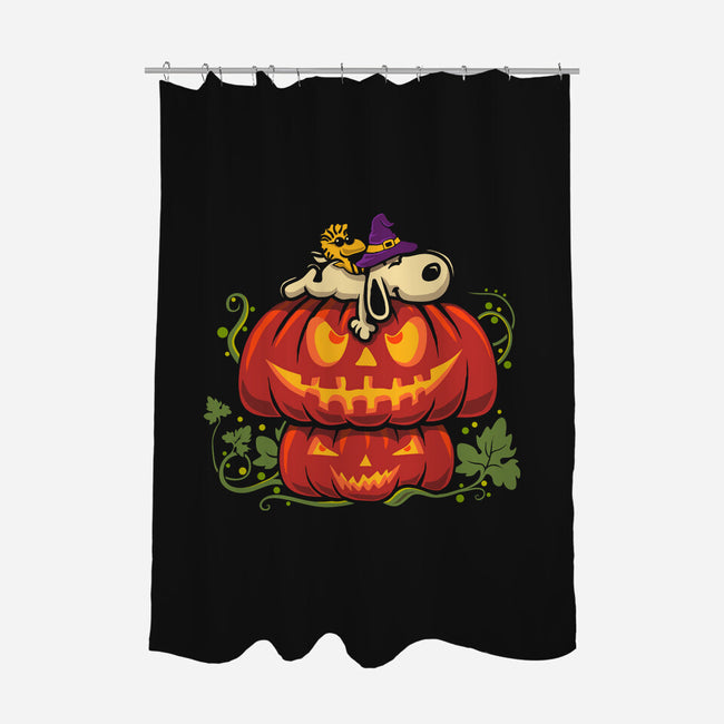 Beagle's Pumpkin House-None-Polyester-Shower Curtain-erion_designs