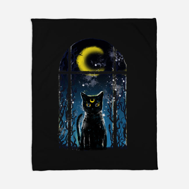 Moon Visitor-None-Fleece-Blanket-kharmazero