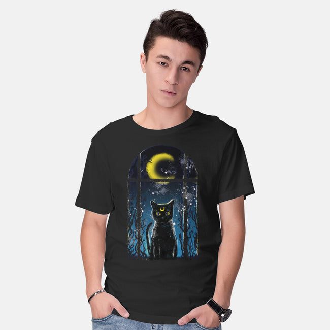 Moon Visitor-Mens-Basic-Tee-kharmazero