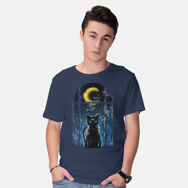 Moon Visitor-Mens-Basic-Tee-kharmazero