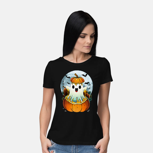 Halloween Ghost-Womens-Basic-Tee-Vallina84