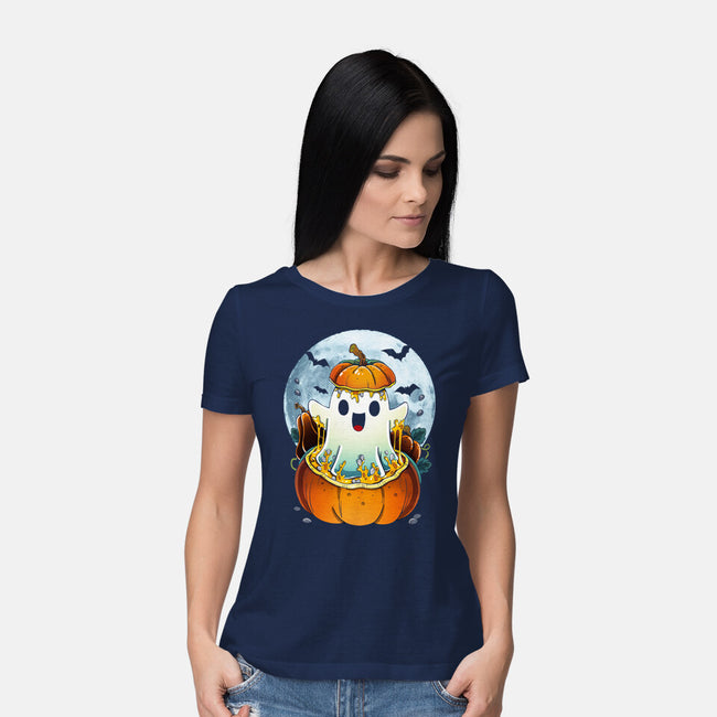 Halloween Ghost-Womens-Basic-Tee-Vallina84