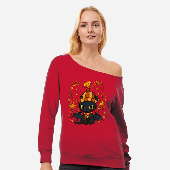 Fall Night Fury-Womens-Off Shoulder-Sweatshirt-JamesQJO