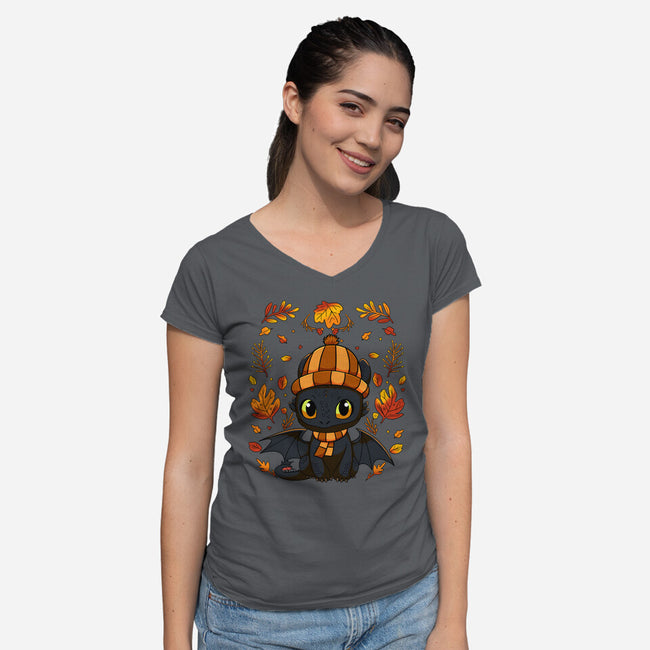 Fall Night Fury-Womens-V-Neck-Tee-JamesQJO