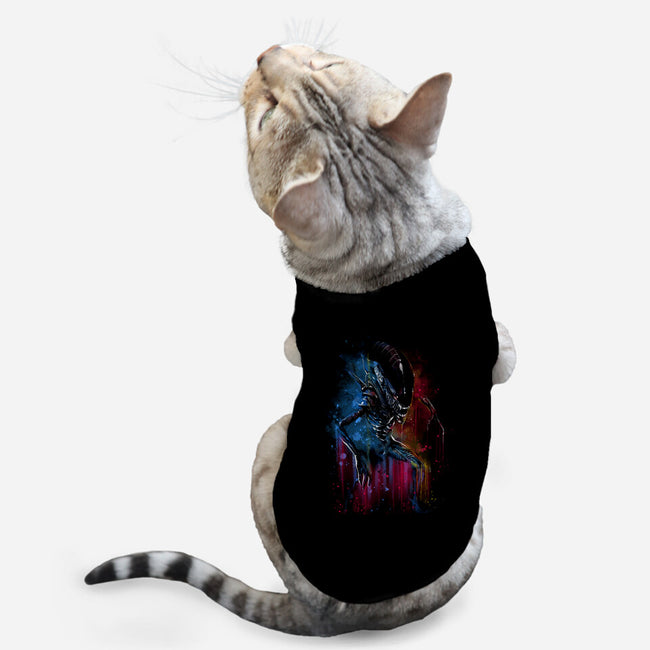 Alien Watercolor-Cat-Basic-Pet Tank-zascanauta