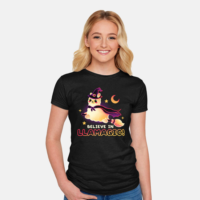 Believe In llamagic-Womens-Fitted-Tee-NemiMakeit